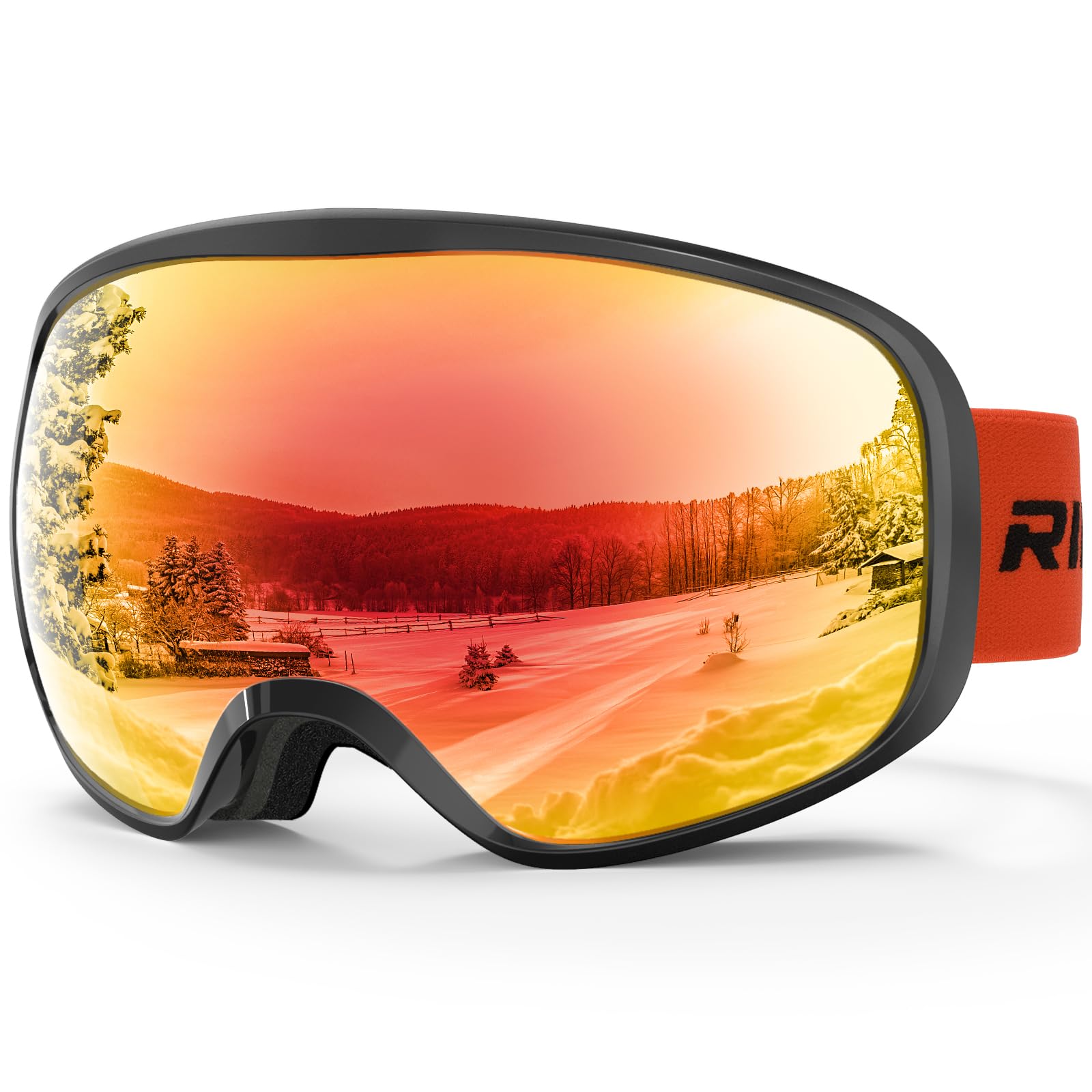 RIOROO front view of kids ski goggles showing protective lens and clear view
