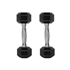 RitFit front view of 5lb hex dumbbells shows compact durable design and protection