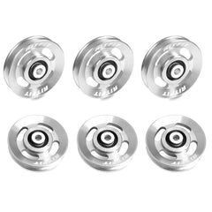 RitFit front view of six aluminum pulley wheels showing clean finish and packaging benefit