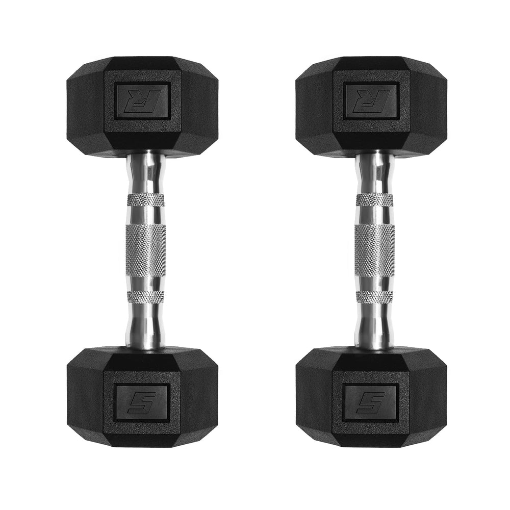 RitFit front view of packaged dumbbell pair, showing compact storage benefit
