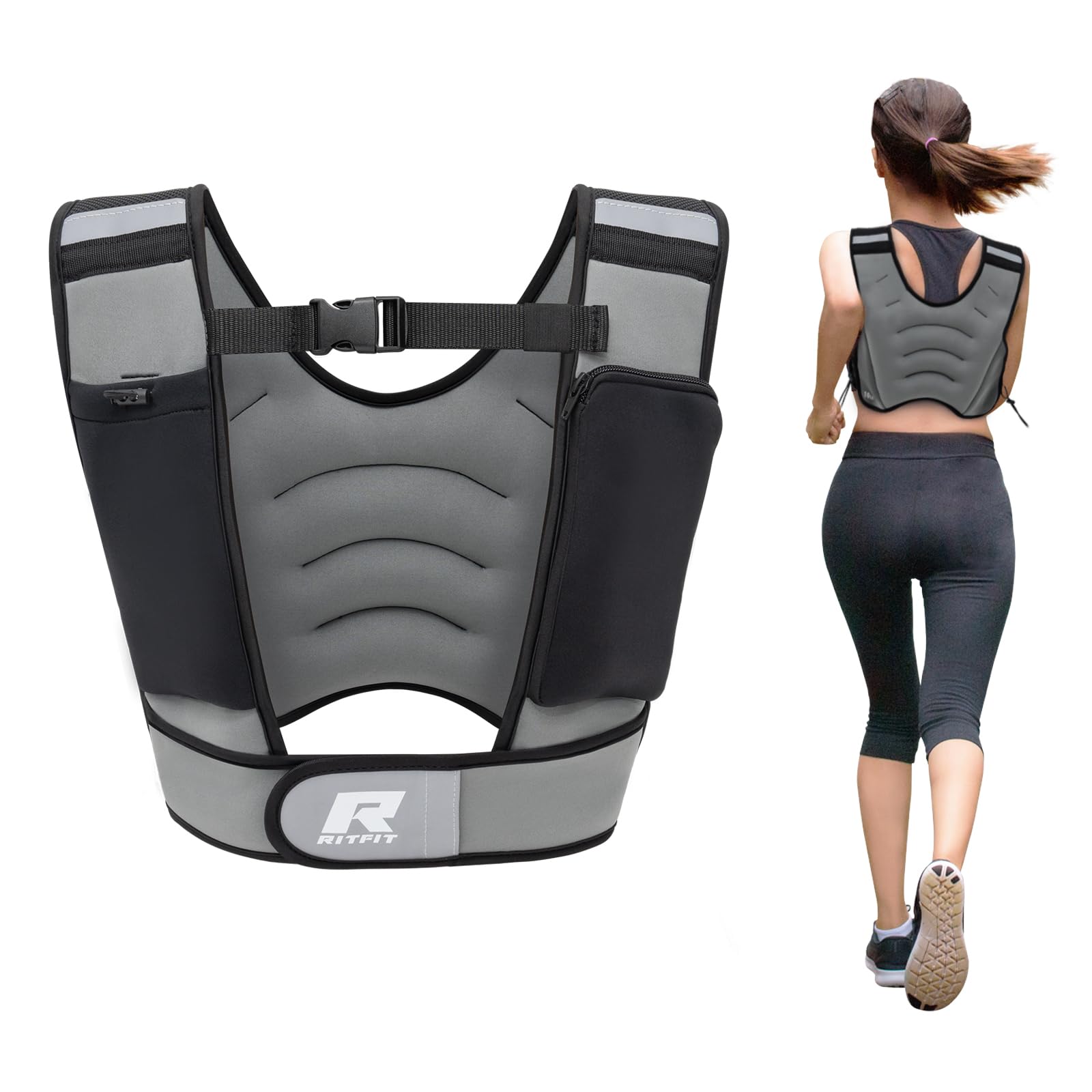 RitFit front view of weighted vest shows snug fit and breathable neoprene for comfortable training