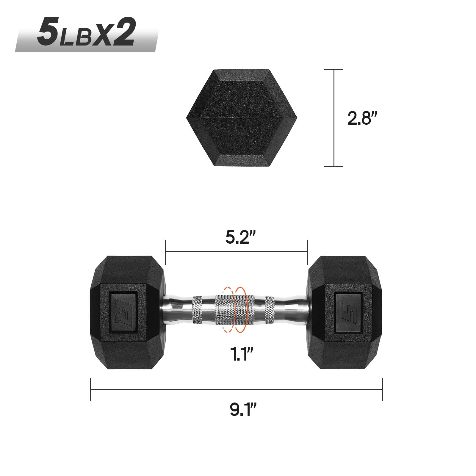 RitFit chrome handle knurling detail for secure, anti-slip grip