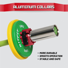 RitFit collars on barbell in use providing stable plates during lifts
