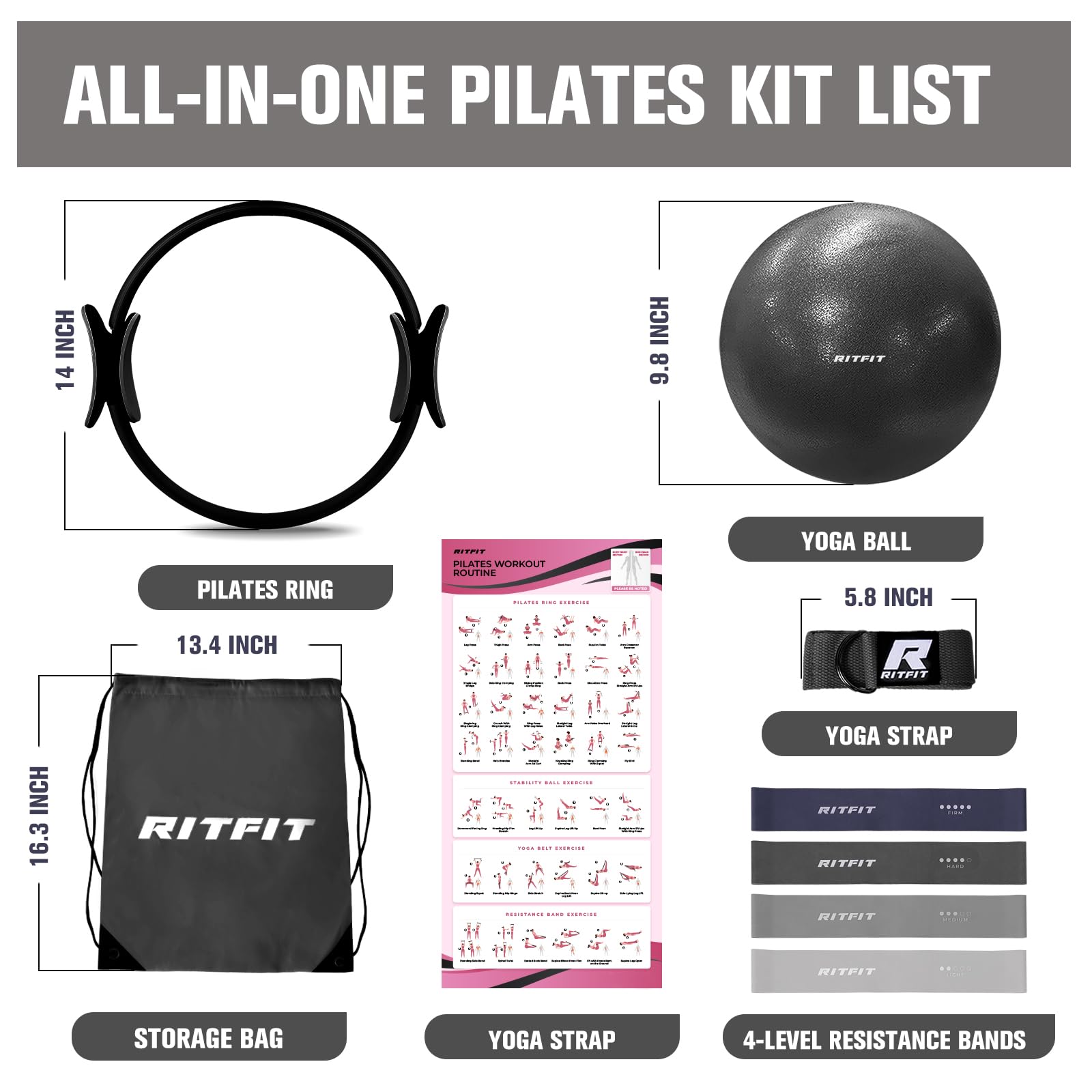 RitFit 14 inch Pilates ring close-up with padded handles for comfortable grip