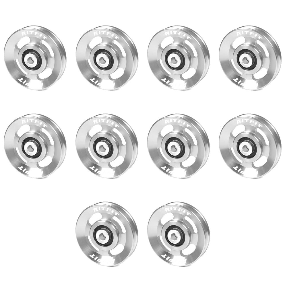 RitFit front view showing 90mm aluminum pulley wheel and clean finish benefit durability