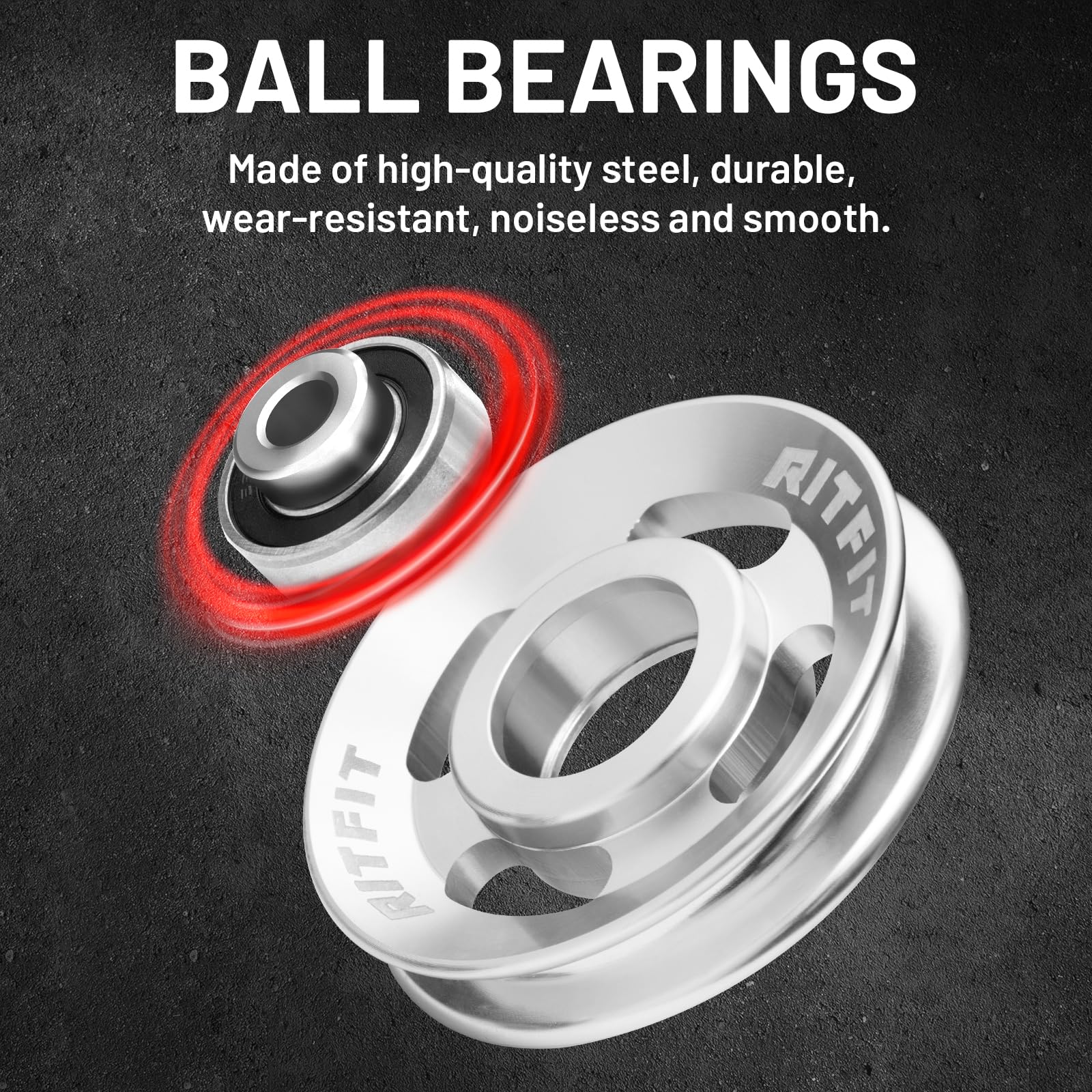 RitFit pulley beside ruler showing 3.54 inch diameter for scale and compatibility