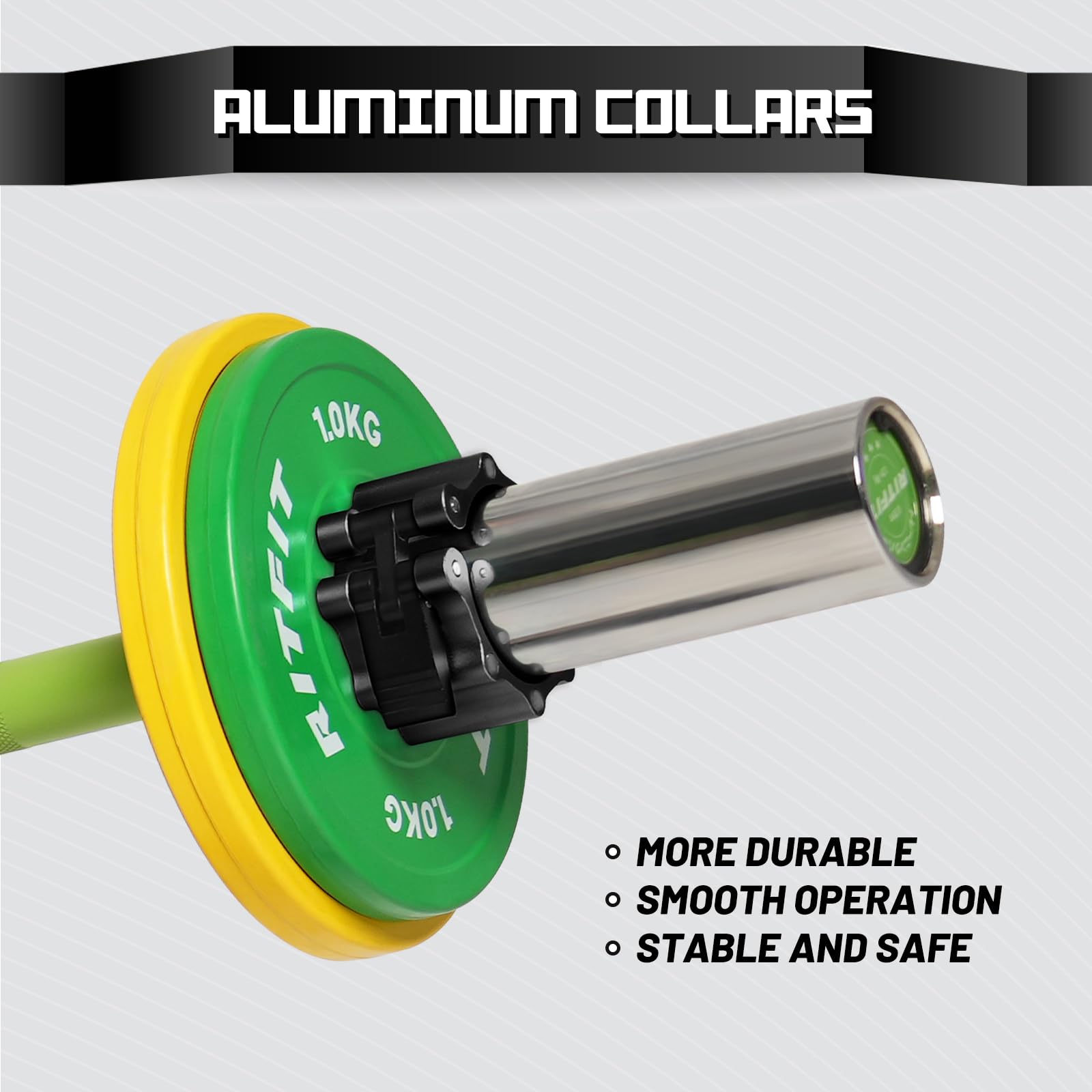 RitFit side profile on barbell demonstrating low-profile fit and stability
