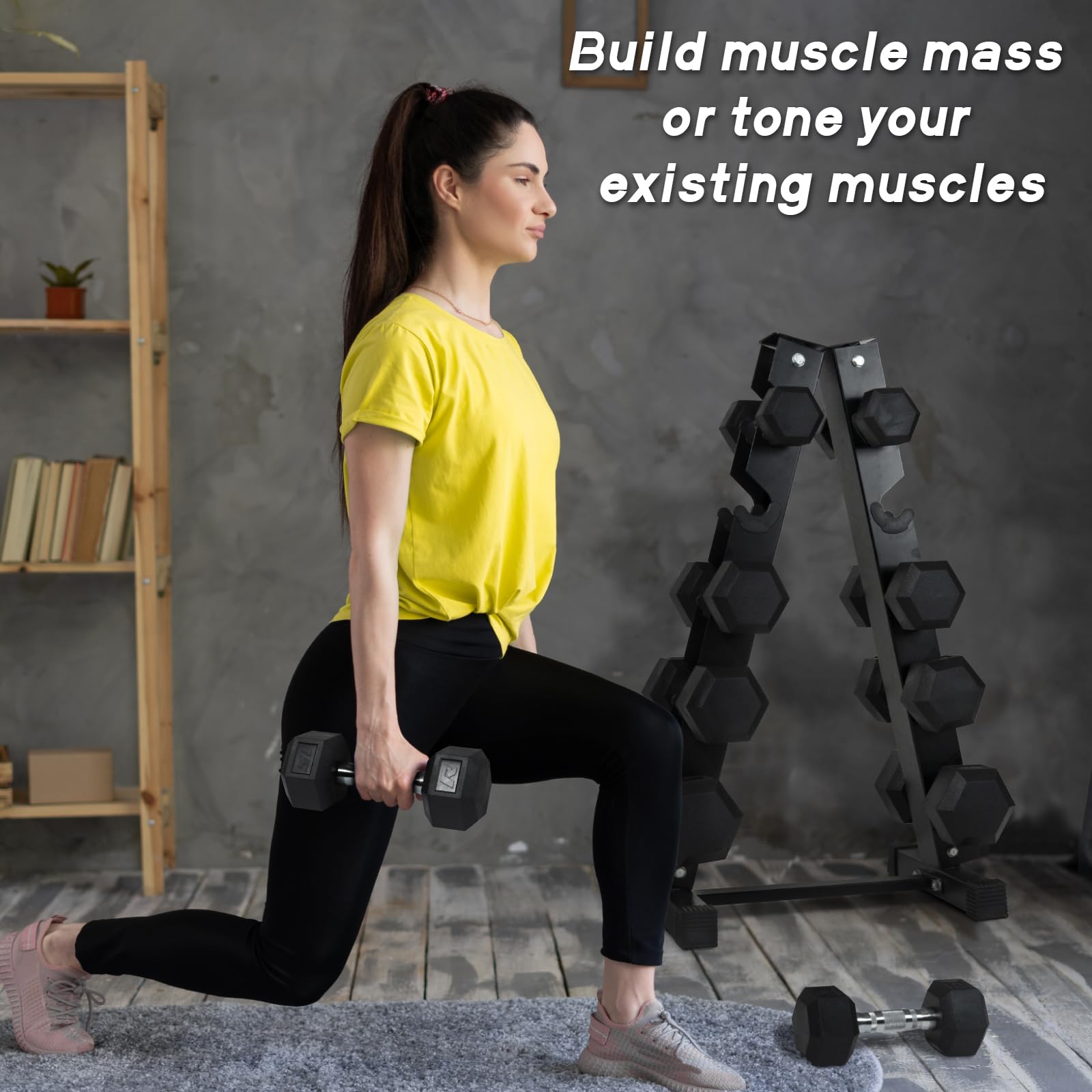 RitFit dumbbells beside foot for scale and visual weight sizing