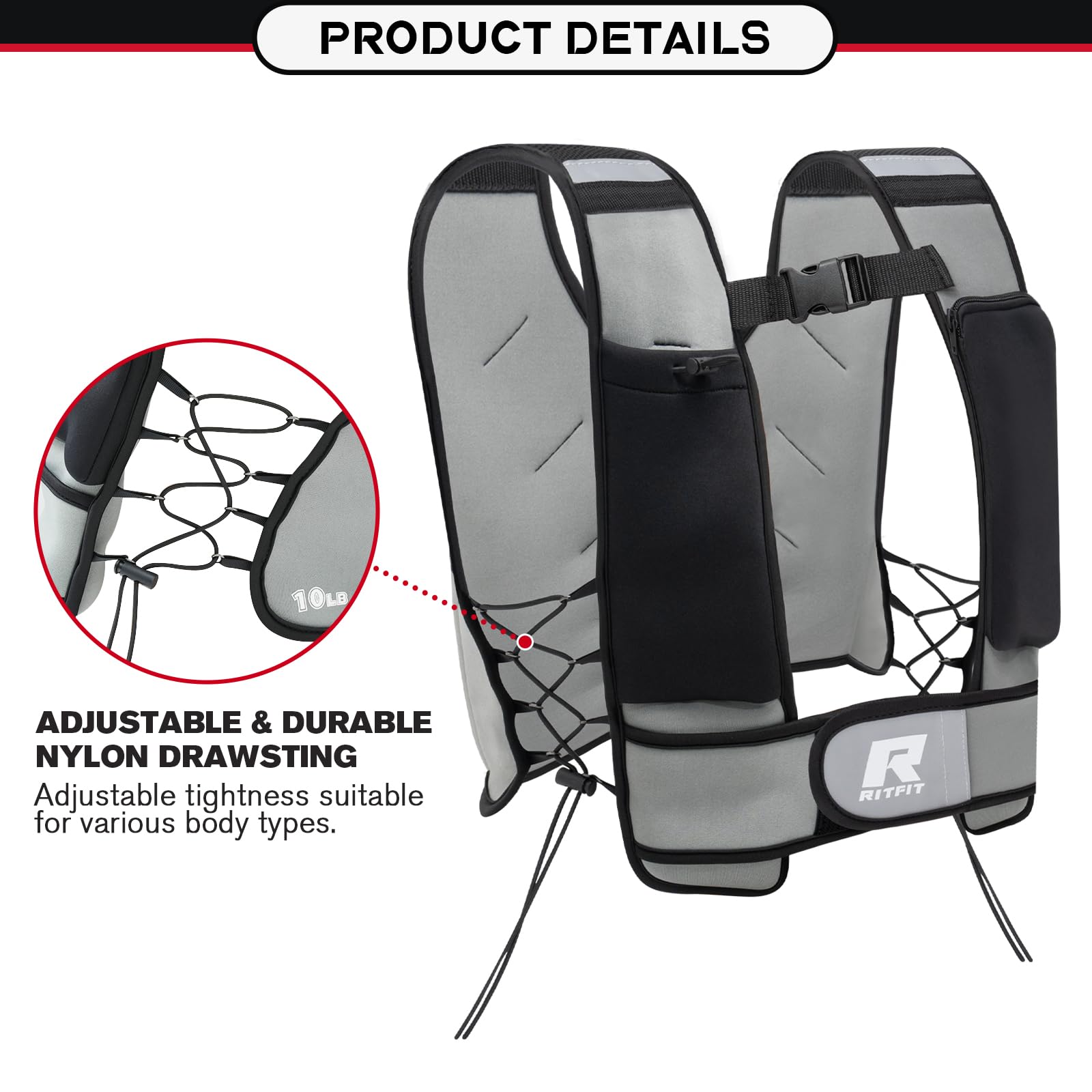 RitFit mesh pocket filled with iron sand illustrating secure weight containment and easy access