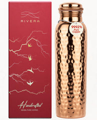 Rivera bottle front view showing hammered finish and size benefit