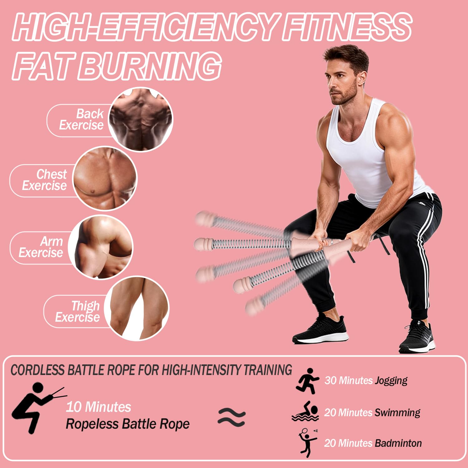 RIZENCE training poster beside sticks illustrating guided workout routines