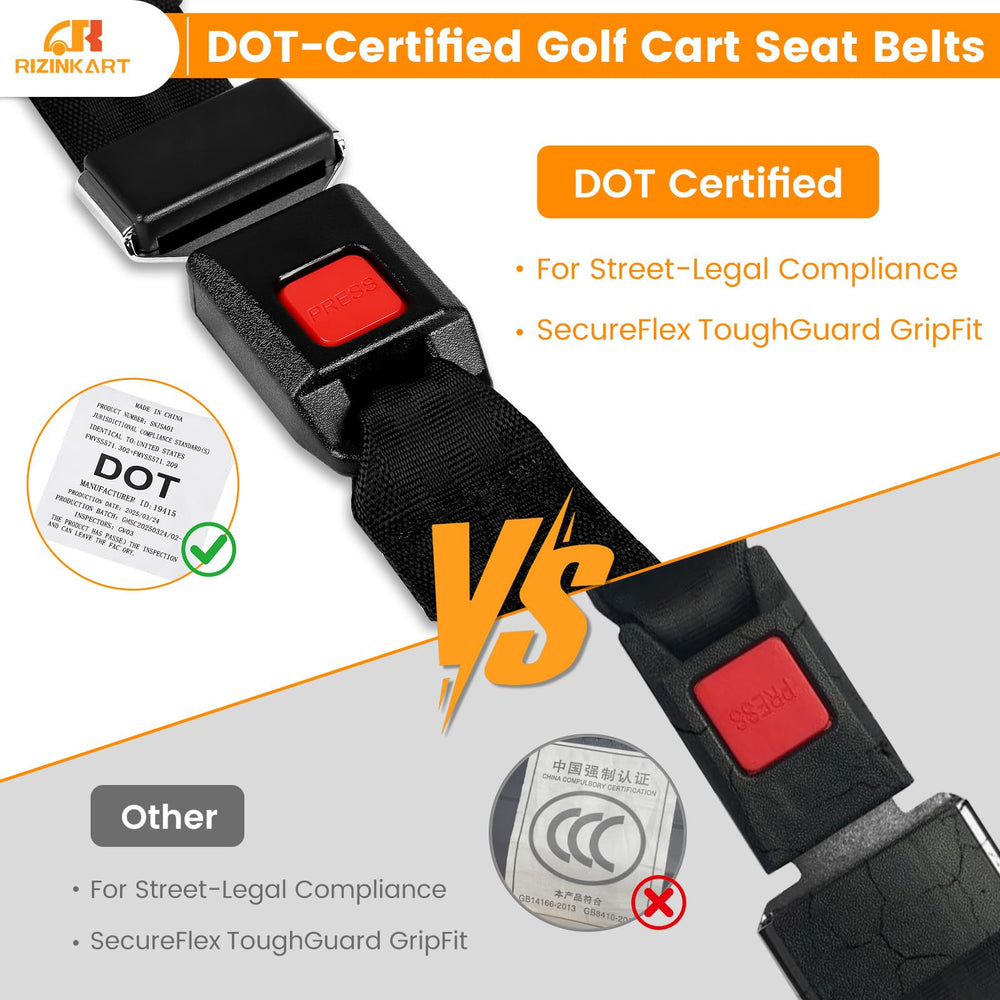 RIZINKART belt installed on EZGO cart showing tidy secure fit