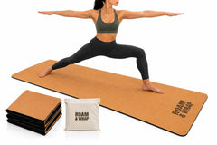 Roam & Wrap front view of folded mat showing compact travel fit