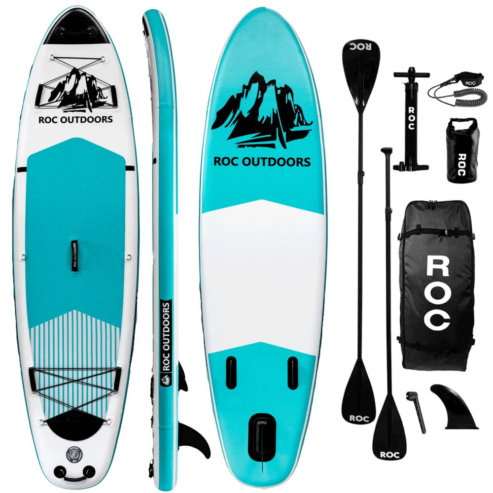 Roc SUP front profile in teal showing stability and balance advantage