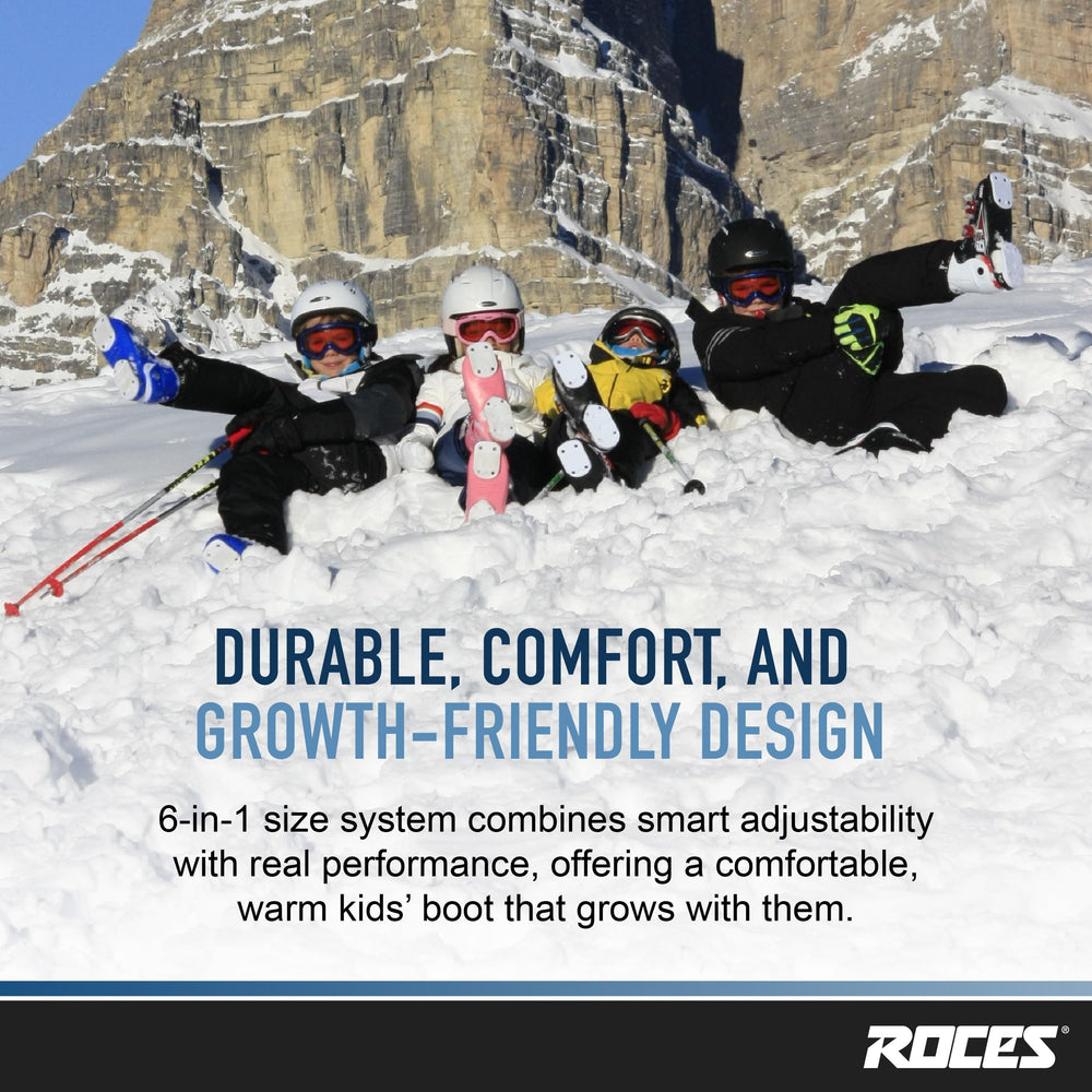 ROCES Idea Up child wearing boots on slope demonstrating reliable control