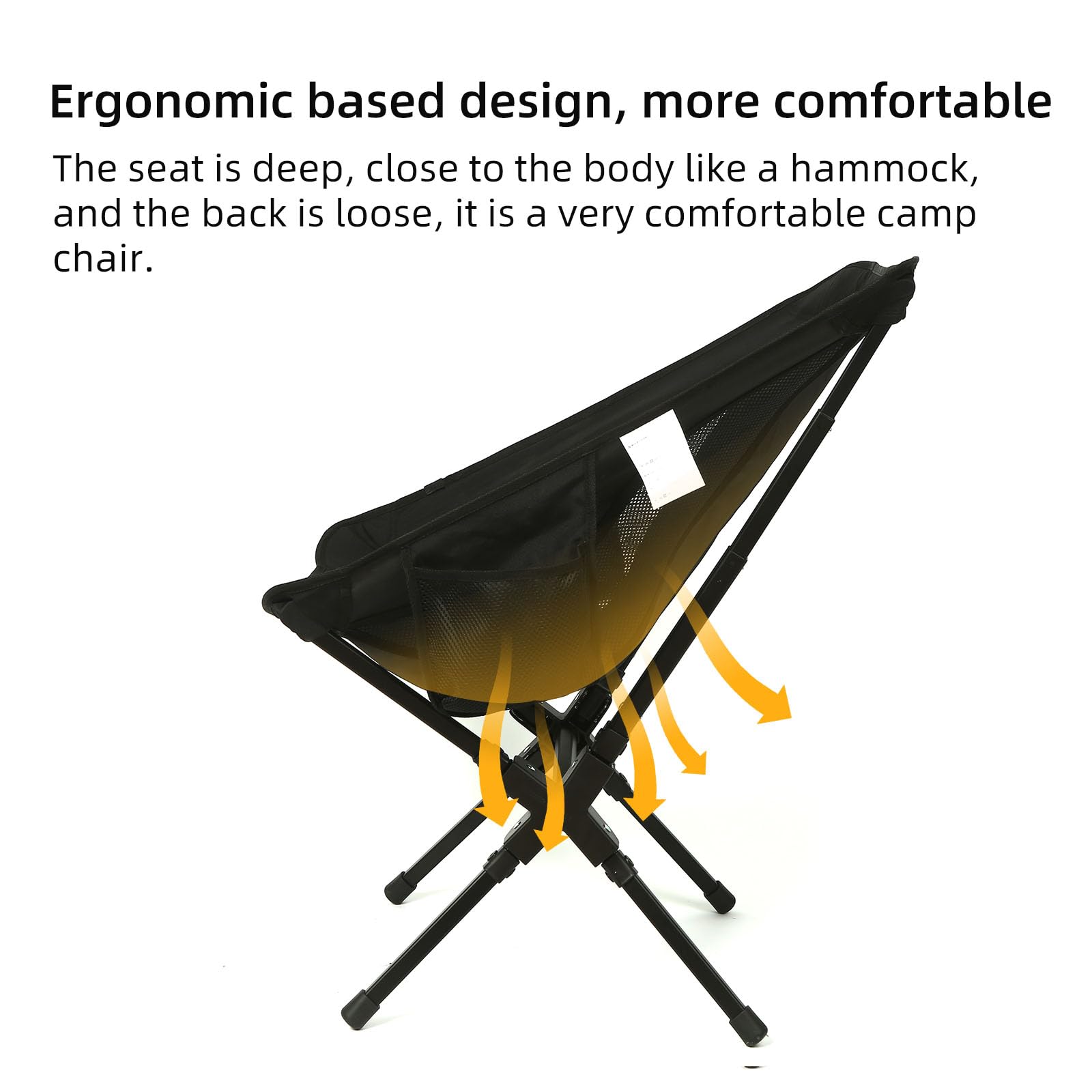 ROCK CLOUD chair in use at campsite, comfortable outdoor seating