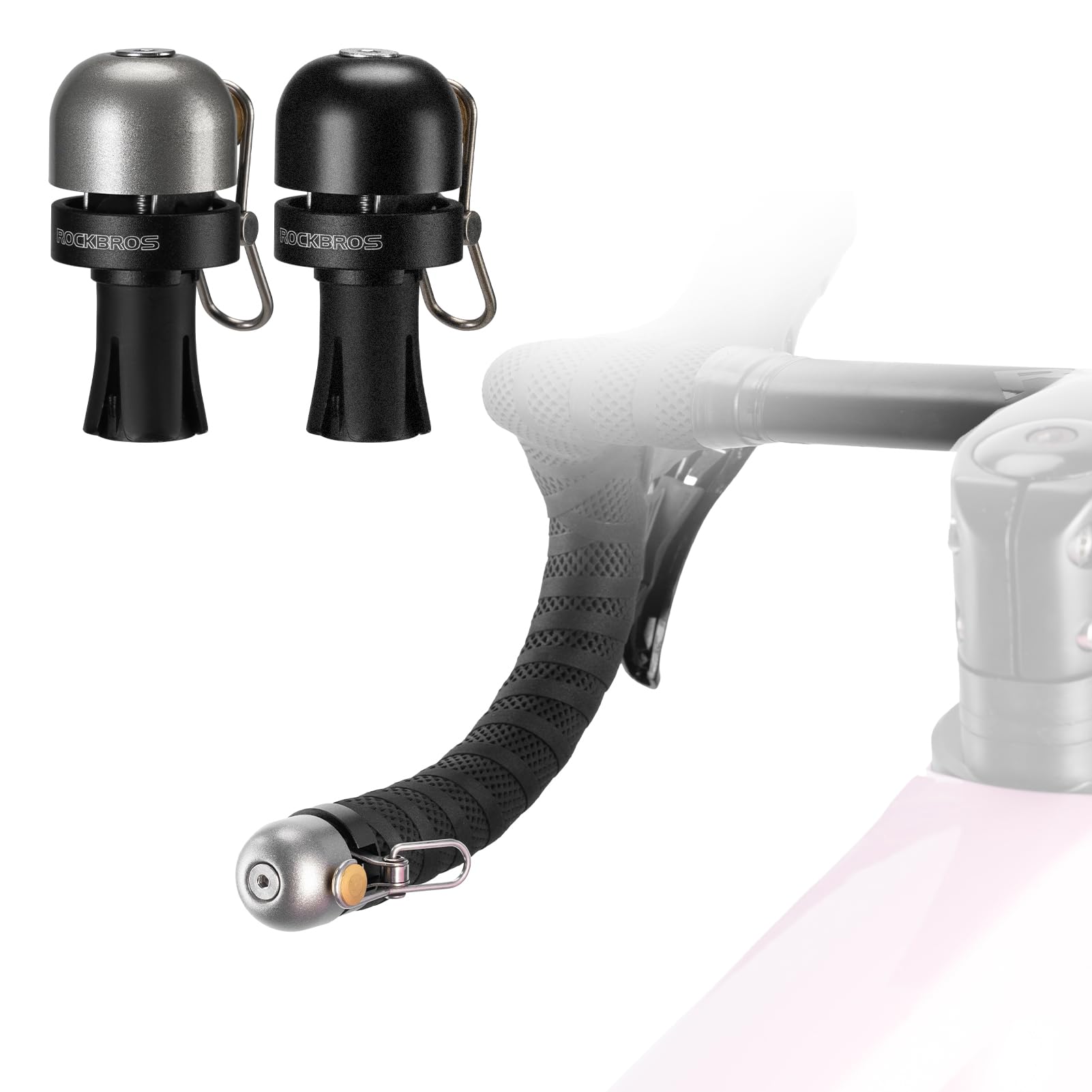 ROCKBROS front view of bar end bell showing compact profile and clean cockpit benefit