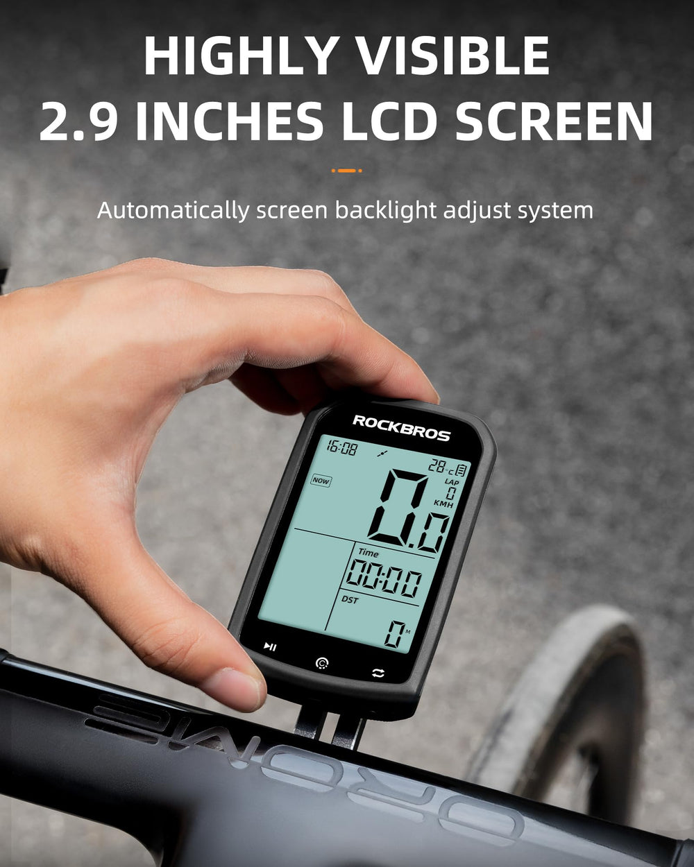 ROCKBROS charging cable and port showing fast‑charge battery benefit