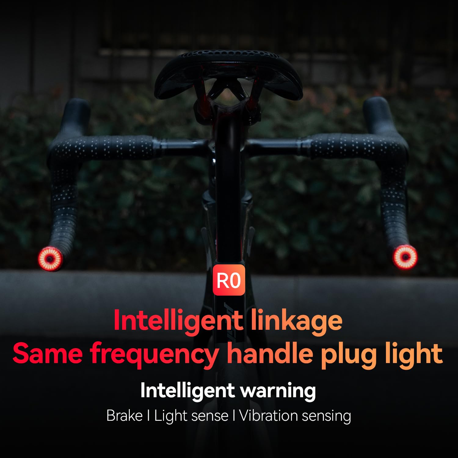 ROCKBROS closeup LED cluster and button emphasizing tactical control benefit