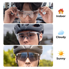 ROCKBROS close-up photochromic lens shifting tint for changing light
