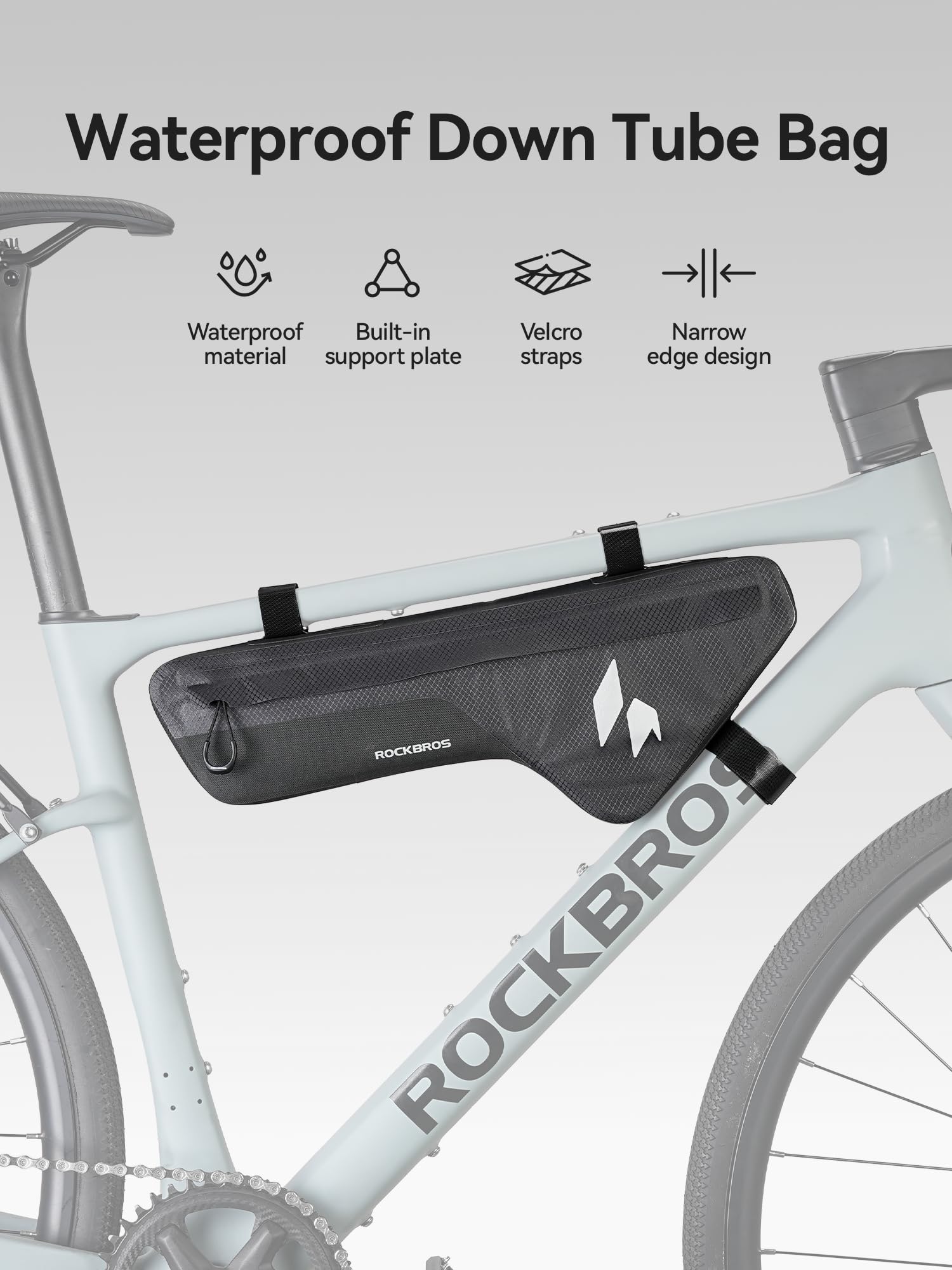 ROCKBROS bag mounted on mountain bike for off-road durability