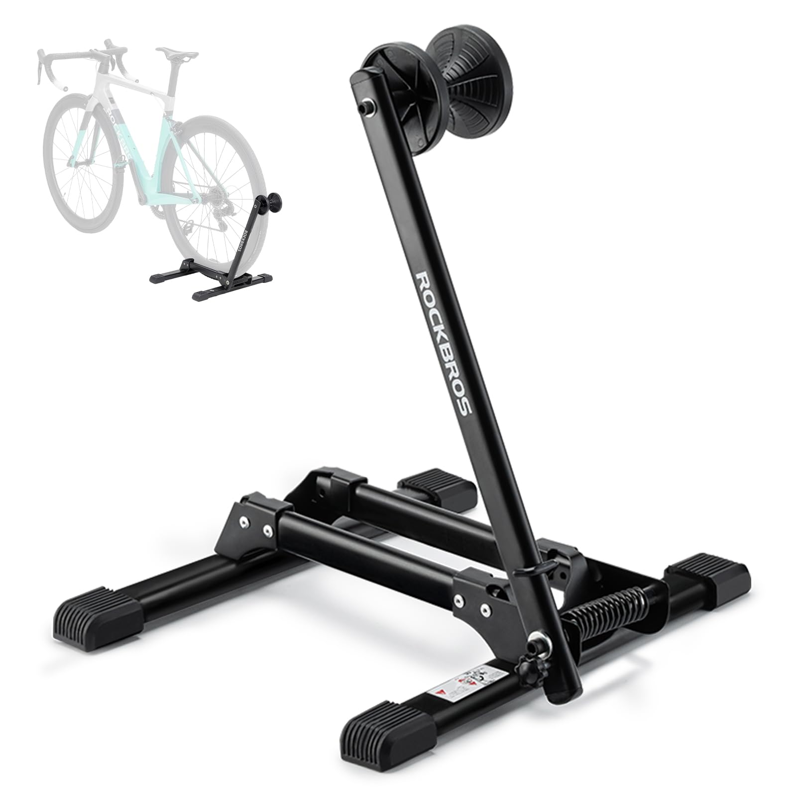 ROCKBROS front view assembled showing stable upright storage benefit