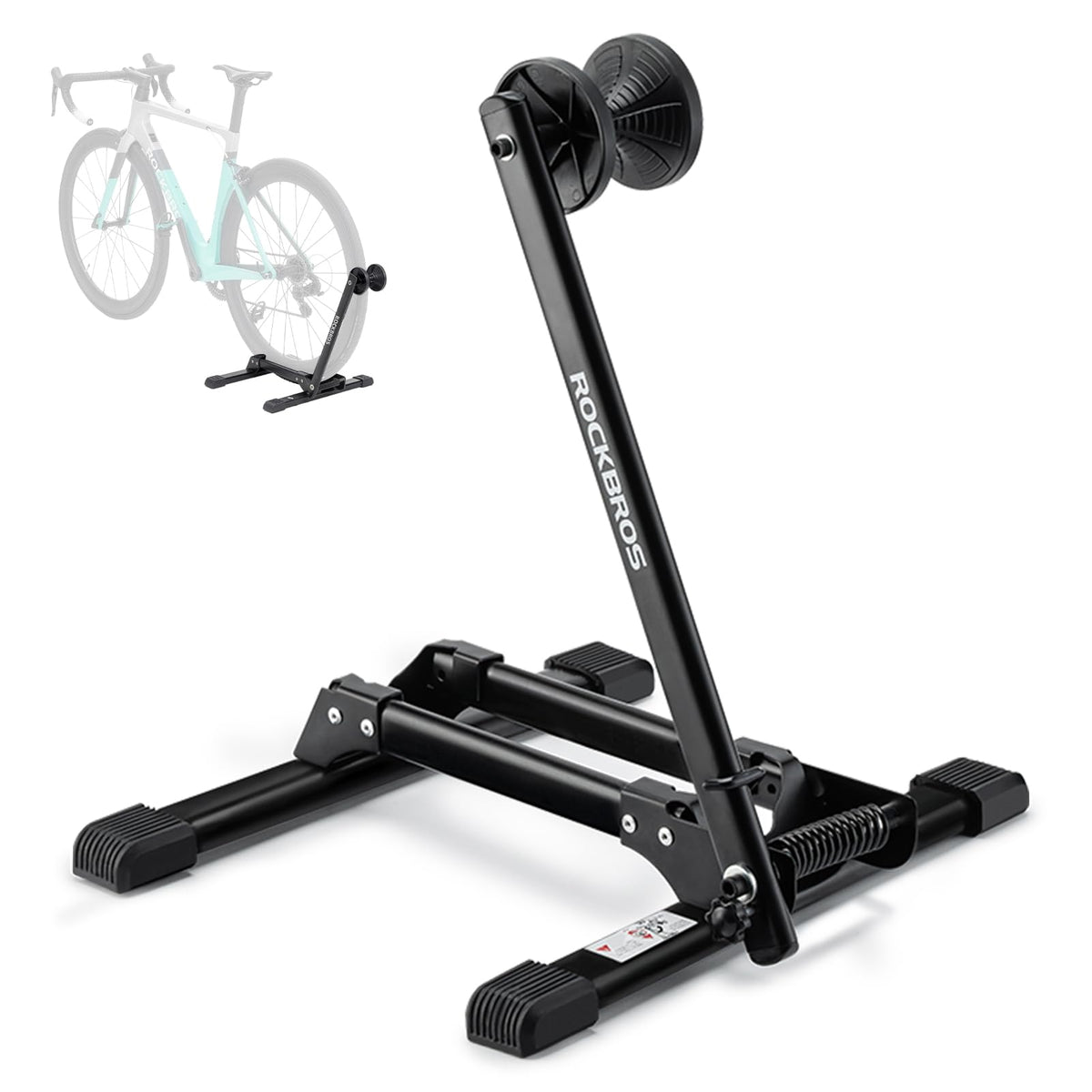ROCKBROS front view assembled showing stable upright storage benefit