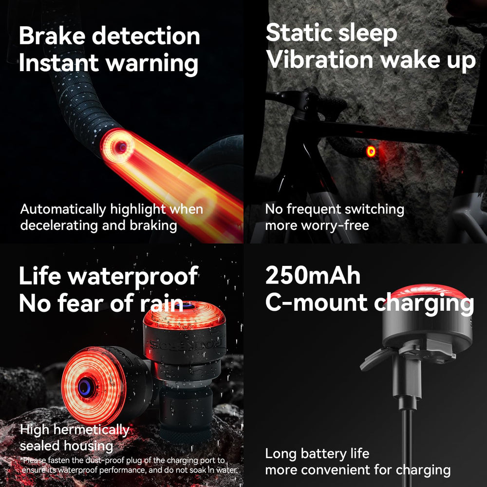 ROCKBROS in use during night commute demonstrating enhanced rear visibility benefit