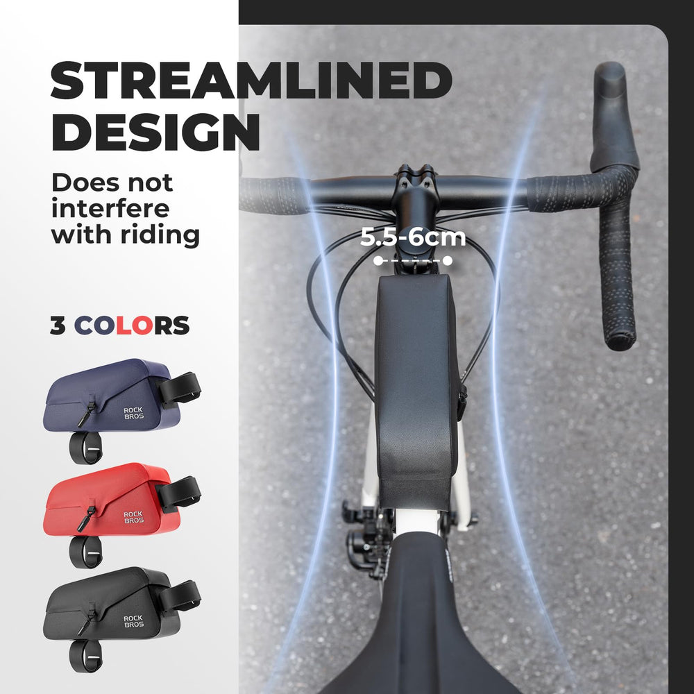 ROCKBROS bag mounted on a road bike in use showing secure fit and easy access benefit