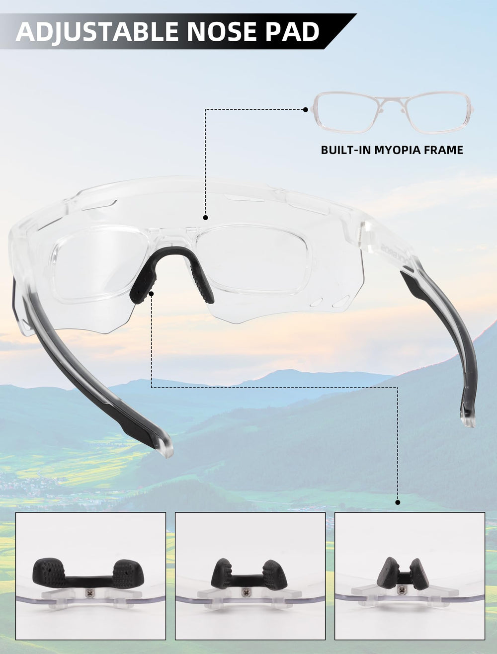 ROCKBROS in use on road cycling demonstrating wind and glare protection
