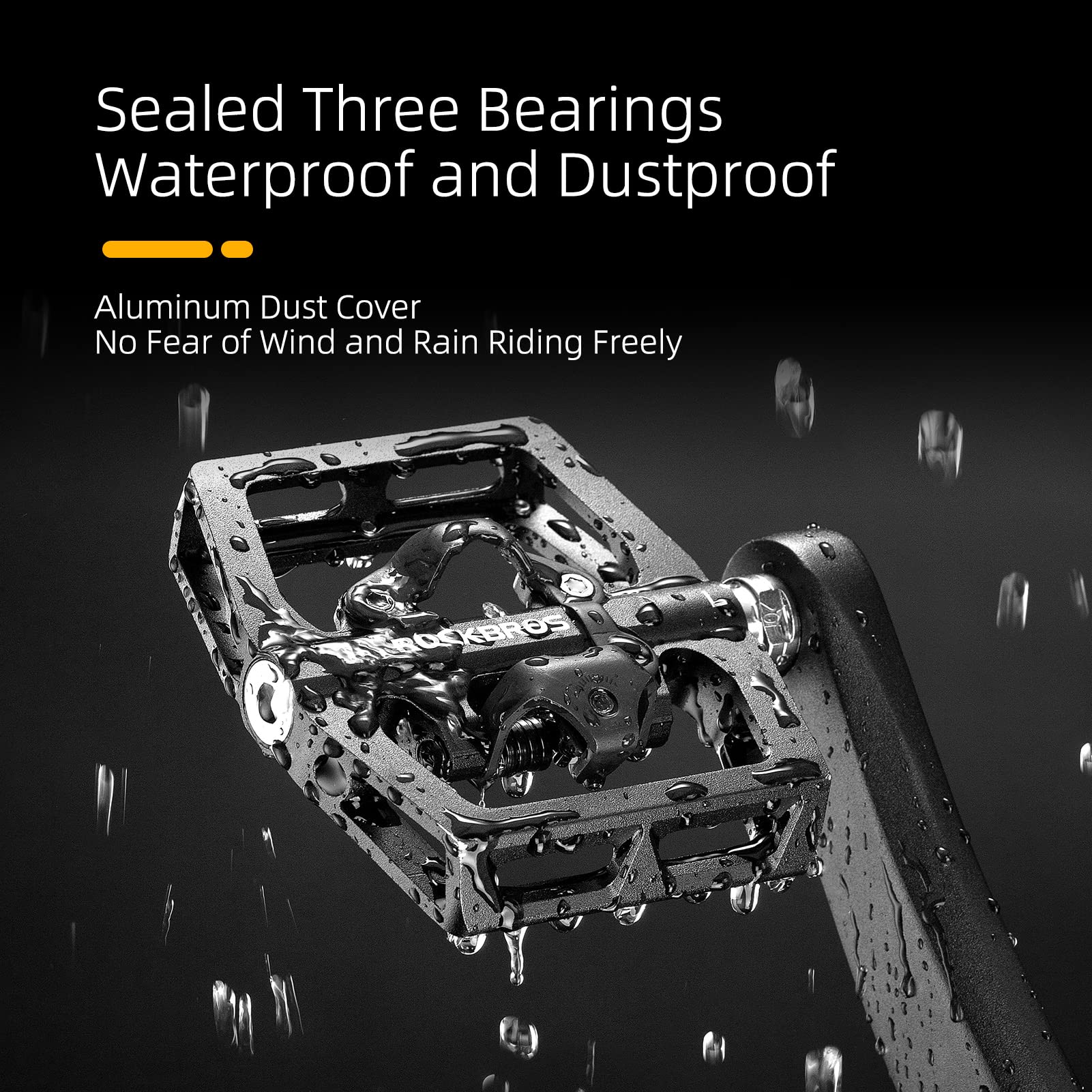 ROCKBROS pedals mounted on an MTB crank illustrating compatibility and fit