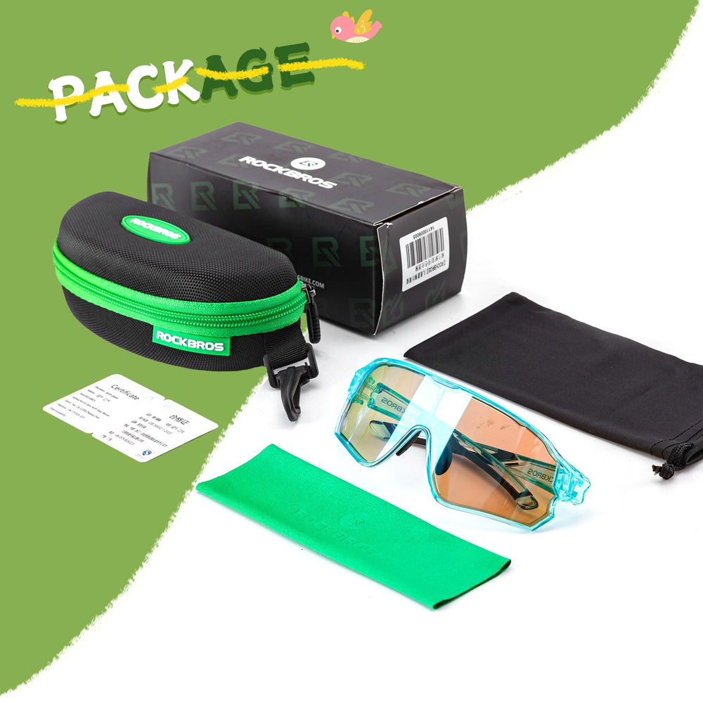 ROCKBROS retail packaging and label indicating UV400 protection and safety
