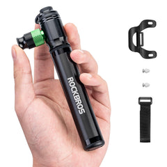ROCKBROS mini pump front view showing compact design and mounting benefit