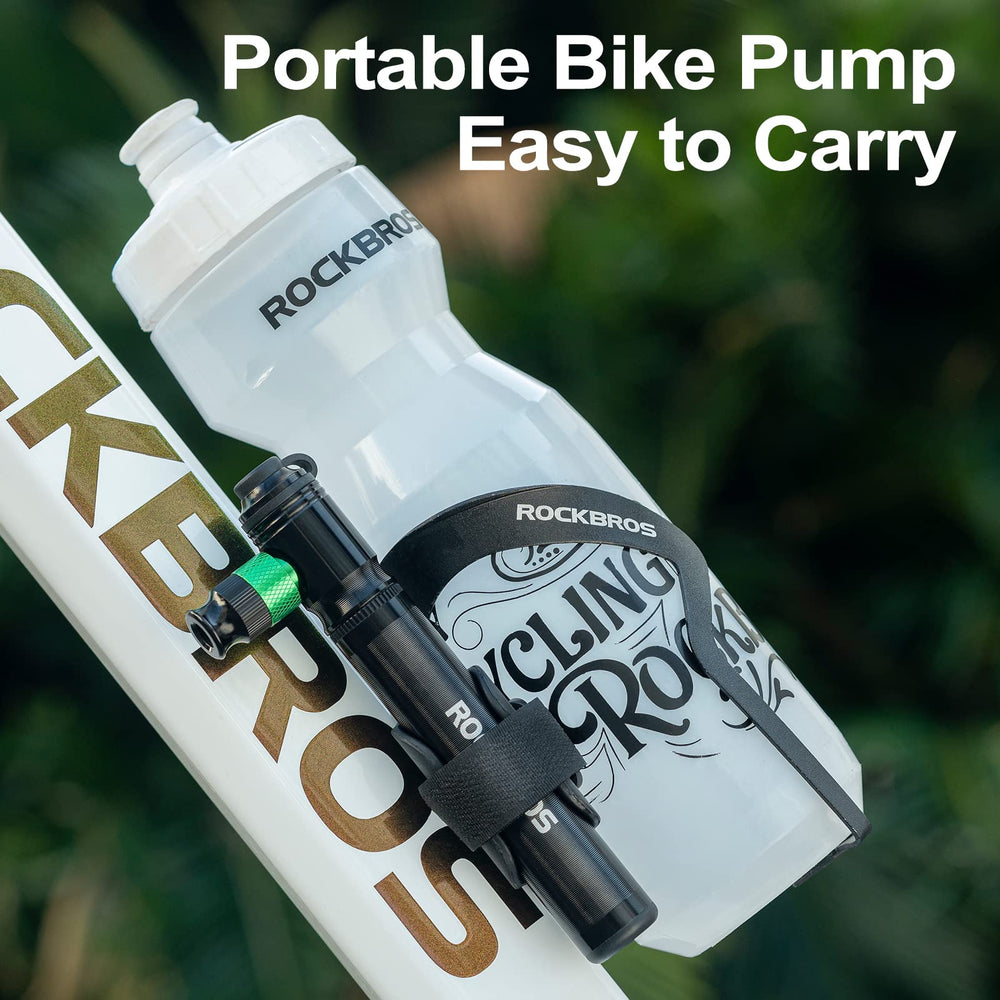 ROCKBROS pump inflating tire in use illustrating quick CO2 top-up benefit