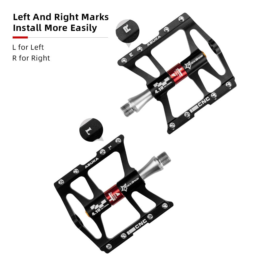 ROCKBROS pedal next to ruler showing compact lightweight 9/16" spindle fit