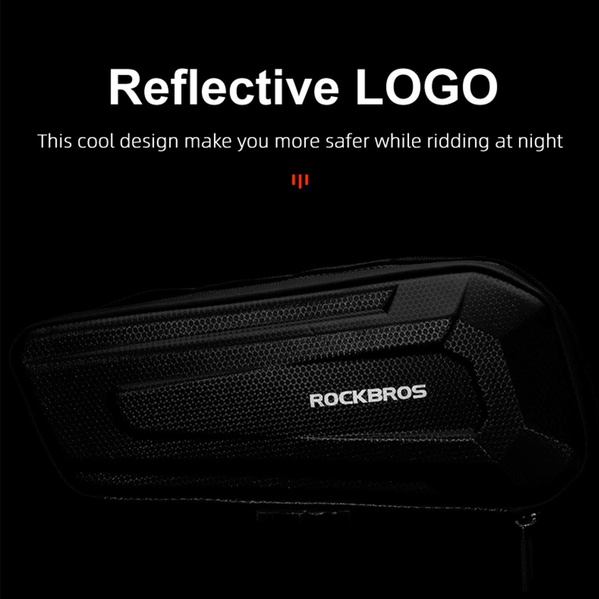 ROCKBROS reflective logo night view increasing visibility and rider safety
