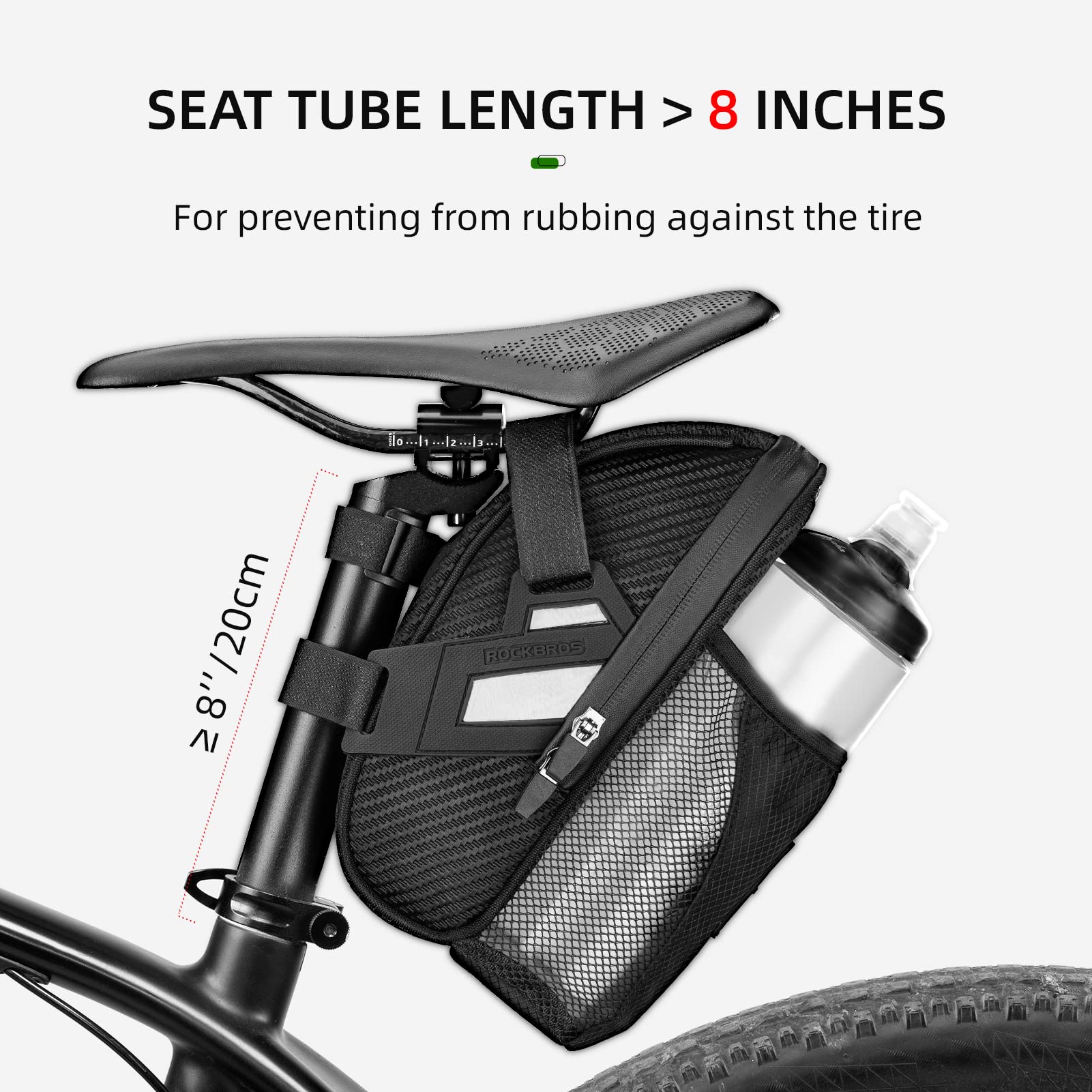 ROCKBROS mounted under seat demonstrating secure, low-profile fit
