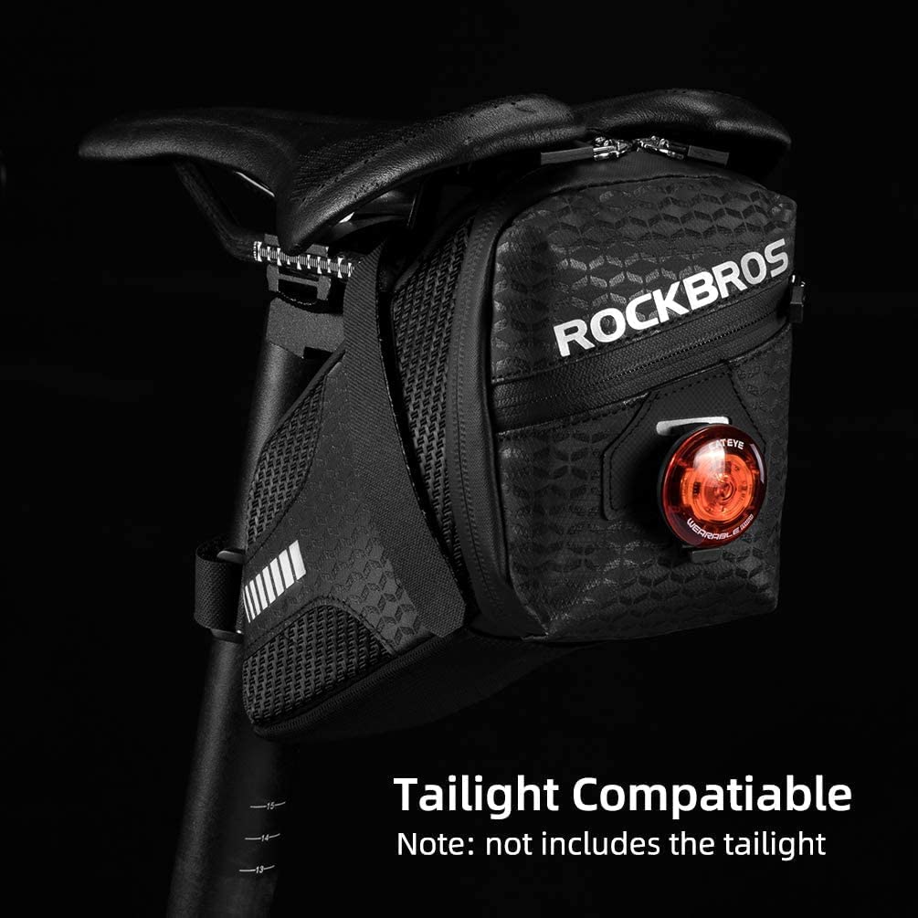 ROCKBROS reflective logo and rear taillight loop visible for improved night safety