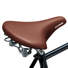 ROCKBROS front view of vintage brown saddle showing comfort shape and retro look