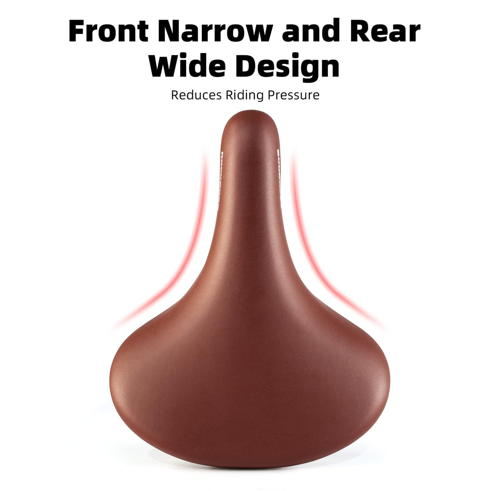 ROCKBROS side profile of wide seat illustrating ergonomic contours and stability