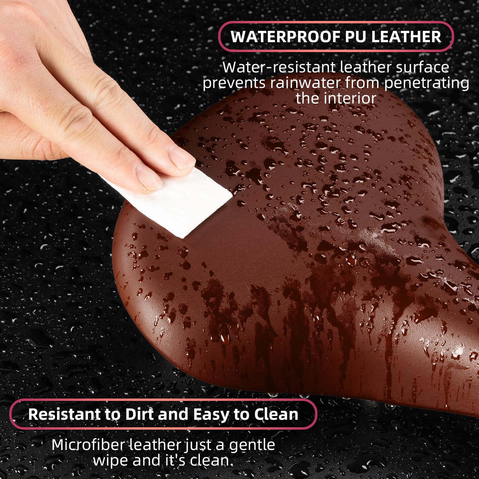 ROCKBROS wipe-clean microfiber surface demo showing water-resistant convenience