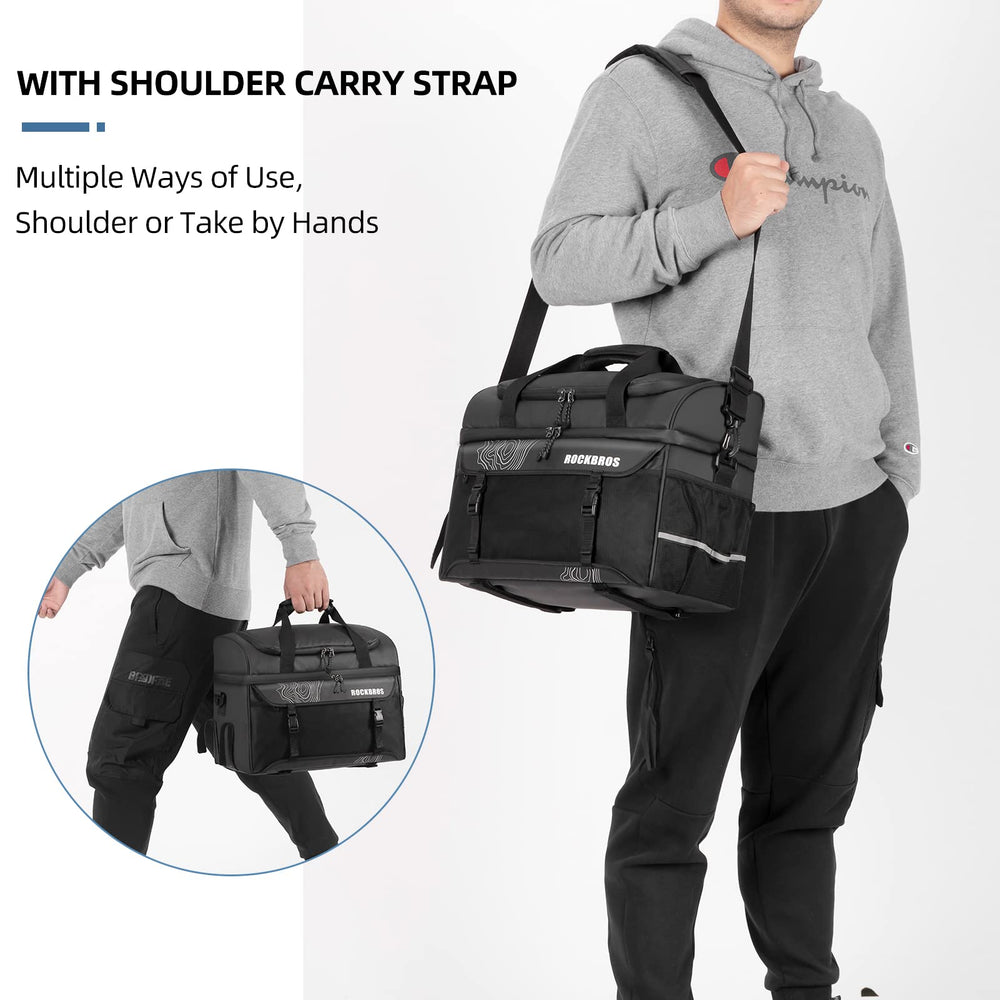 ROCKBROS side mesh pocket detail holding a mini pump for easy access