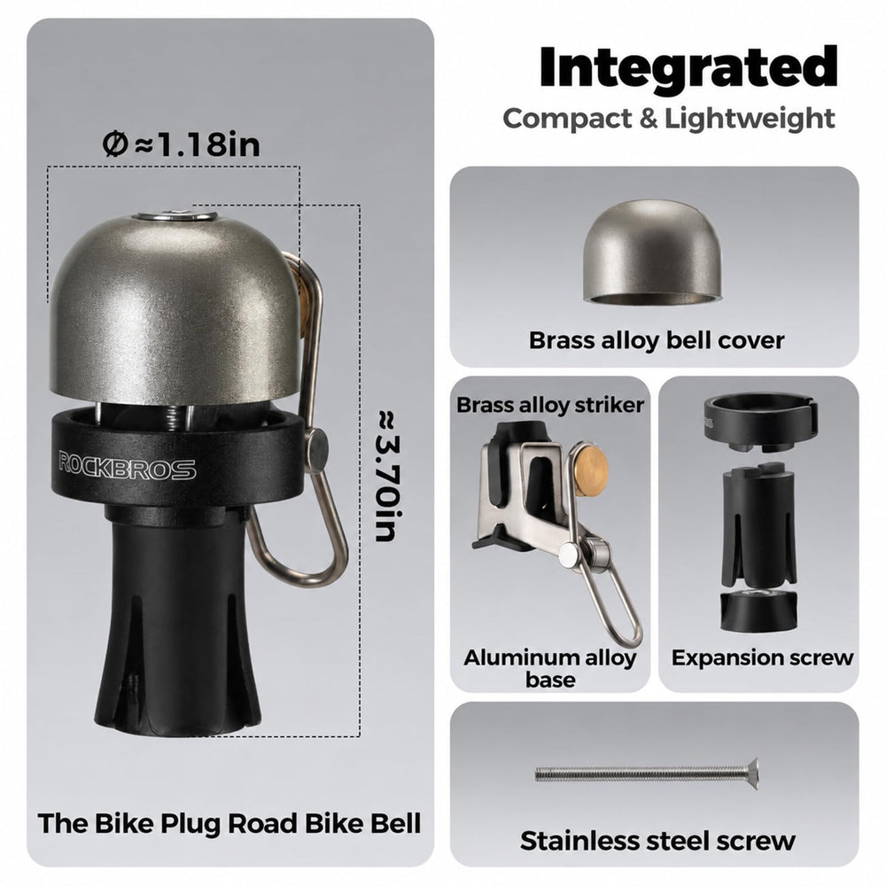 ROCKBROS side view of bell mounted right-side showing low-profile design and grip space saved