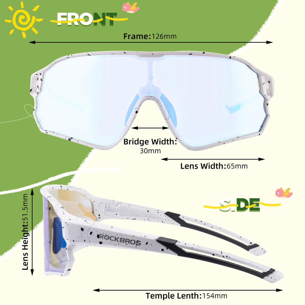 ROCKBROS sunglasses held in hand for scale indicating lightweight 27g portability