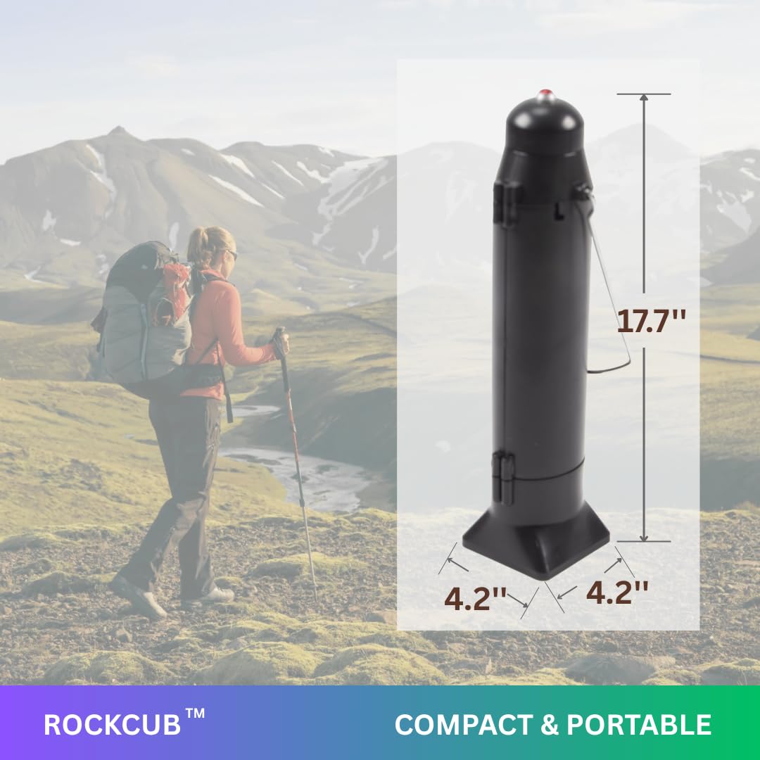 ROCKCUB solar kettle by a campsite showing convenience for outdoor hot drinks