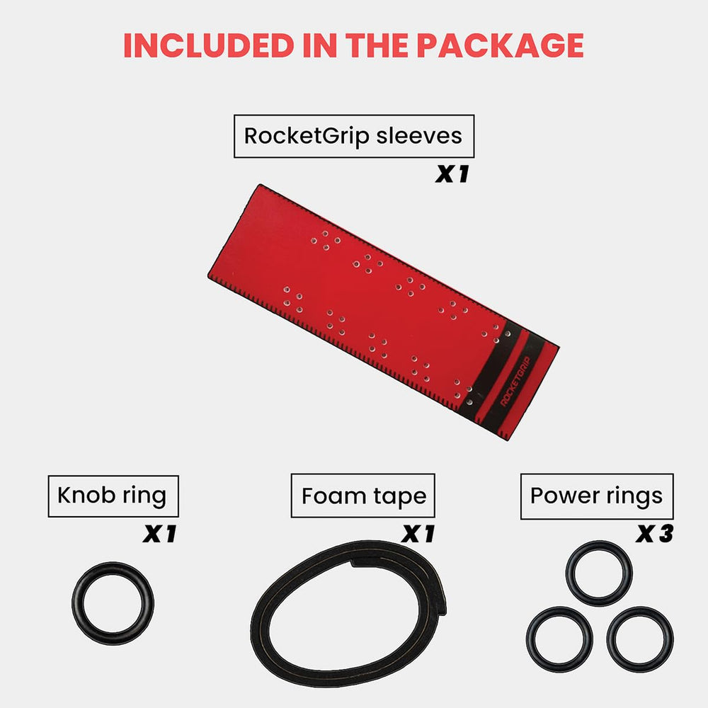 ROCKETGRIP packaging label showing product info and easy-install benefit
