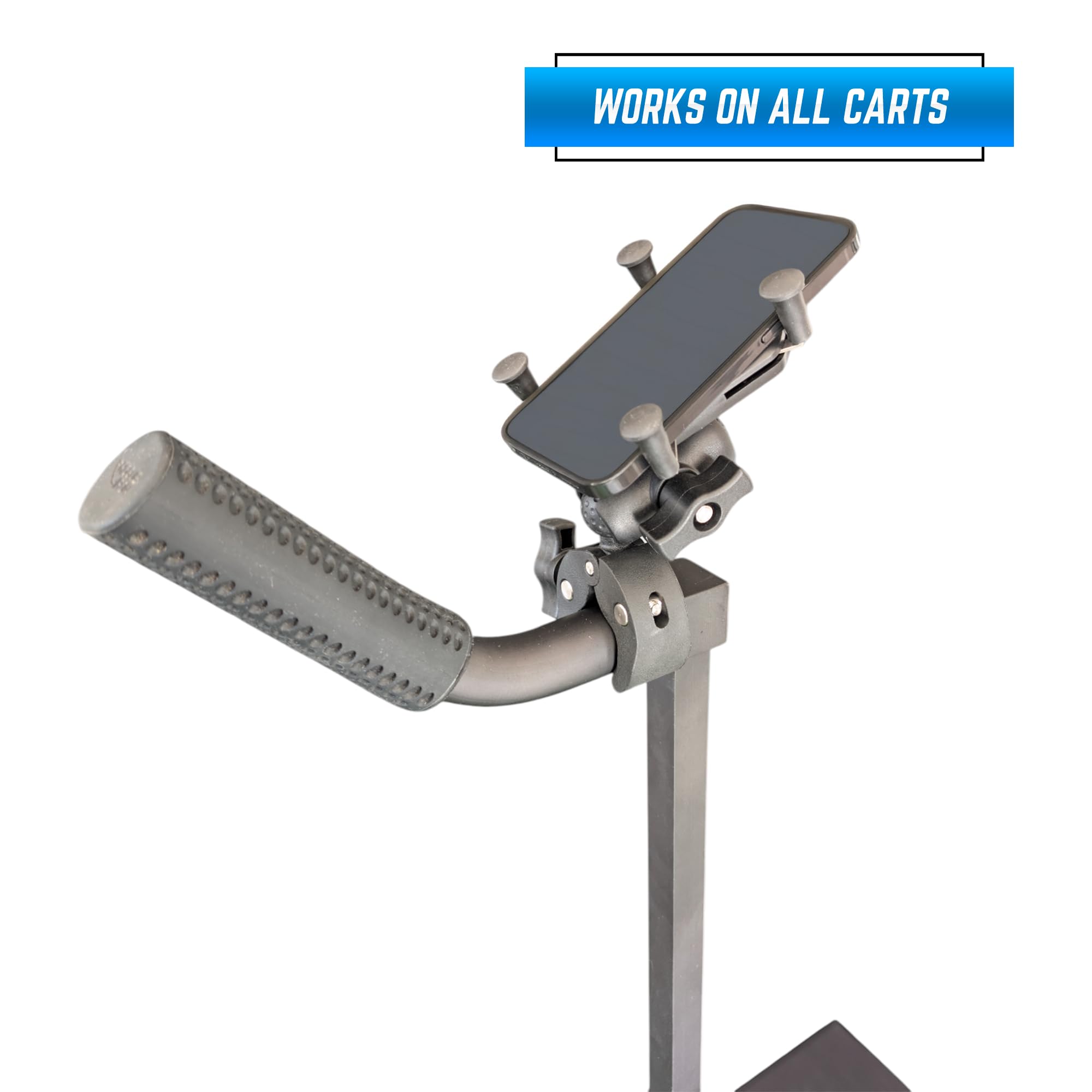 Rogue Iron phone in cradle held steady for scoring and hands-free use