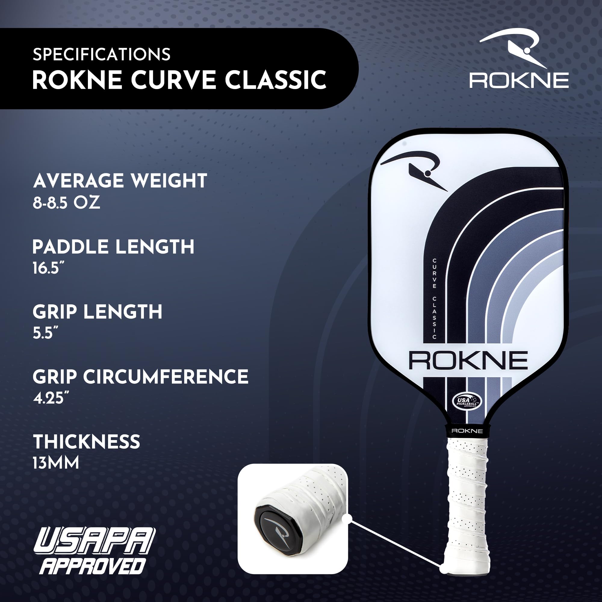 ROKNE Curve Classic ProGrit texture closeup highlighting spin generation benefit