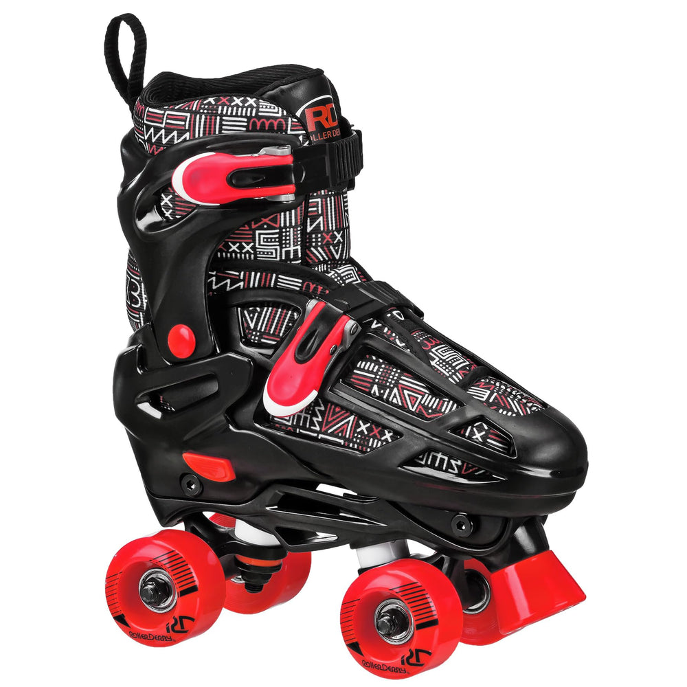 Roller Derby Falcon close-up of urethane wheels and bearings, smooth-rolling performance benefit