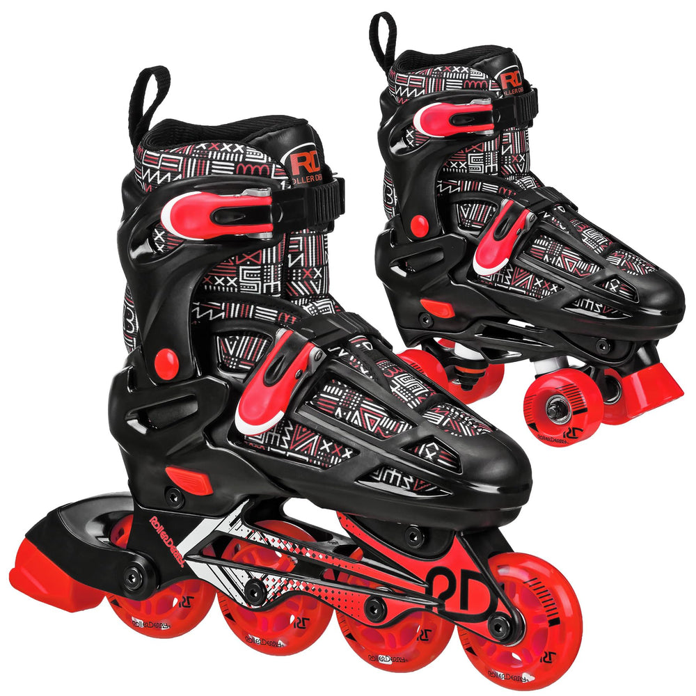 Roller Derby Falcon front view showing boot and convertible frame, easy size adjustability benefit